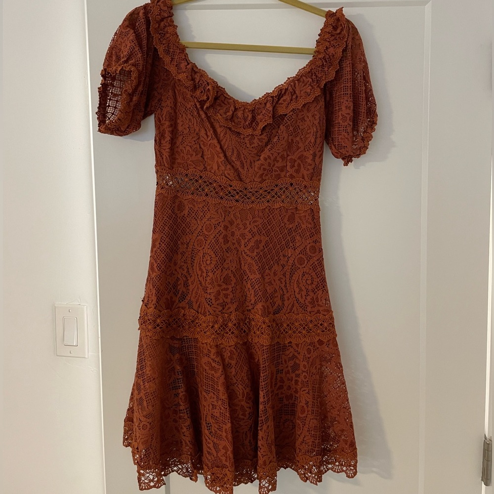 Burnt orange lace dress dress